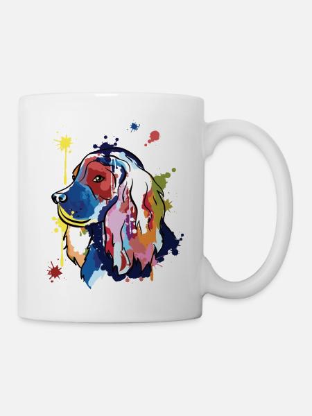 Cocker spaniel - illustration colorée - Mug blanc - blanc