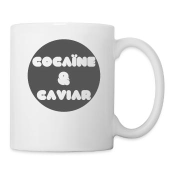 Kokain und Kaviar Geschenk Zitat schwarzer Humor - Tasse - Weiß - Rechts