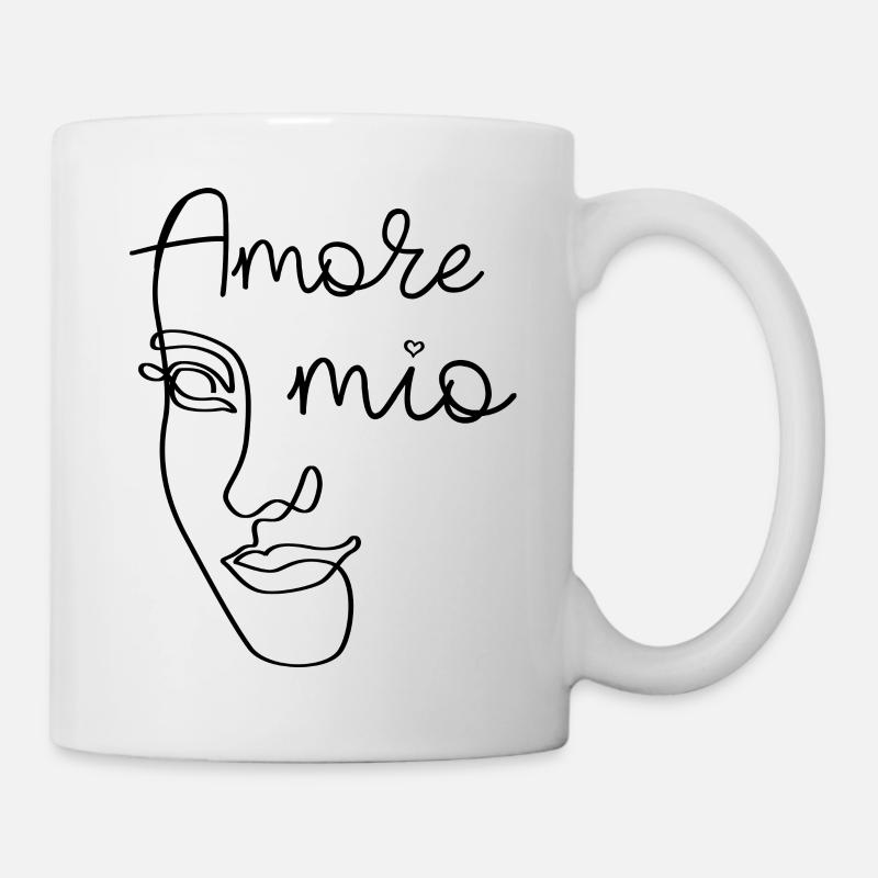 AMORE Mio LINE ART Gesicht Geschenkidee - Tasse - Weiß