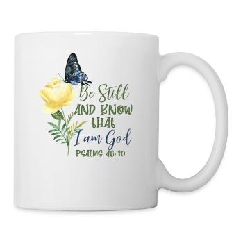 Christlicher Bibelvers Blume Schmetterling - Tasse - Weiß - Rechts