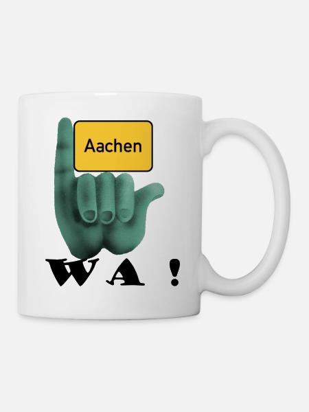 Aachen, wa ! - Local sign Aachen with Klenkes - Mug - white