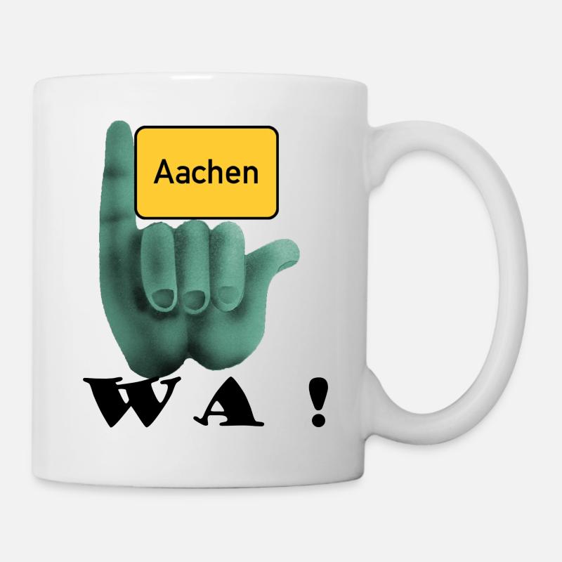 Aachen, wa ! - Local sign Aachen with Klenkes - Mug - white