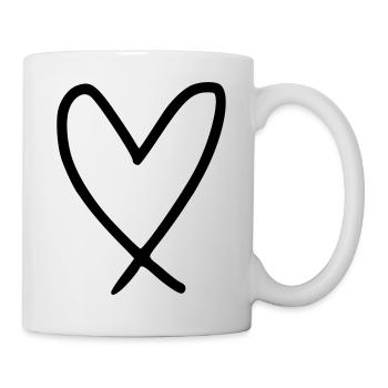 Émoji de coeur esquisse - Mug blanc - blanc - Droite