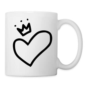Coeur émoji croquis couronne autocollant - Mug blanc - blanc - Droite