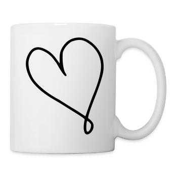 Émoji de coeur esquisse - Mug blanc - blanc - Droite
