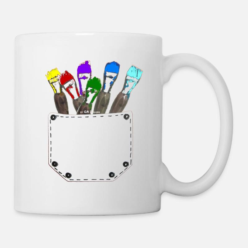 Scherenschnitt Pocket Brush Station bunte Pinsel - Tasse - Weiß