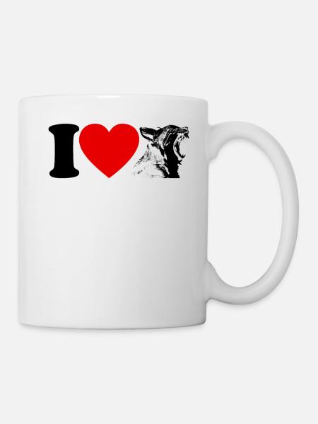 Ich Herz Luchs Damen Wildkatze Luchsmotiv Luchse - Tasse - Weiß