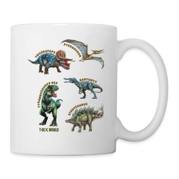 T-Rex World Dinosaurier Stilisierte Dinosaurier - Tasse - Weiß - Rechts