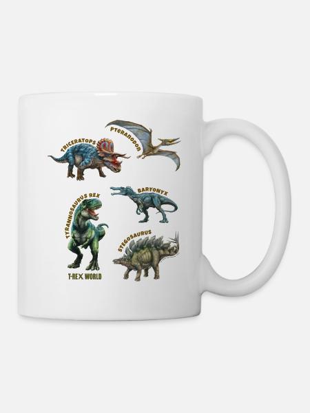 T-Rex World Dinosaurier Stilisierte Dinosaurier - Tasse - Weiß