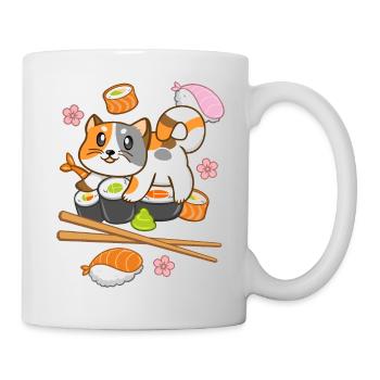 Sushi Katze - Tasse - Weiß - Rechts