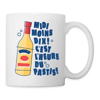 Midi moins dix ! c'est l'heure du pastis - Mug blanc - blanc - Droite