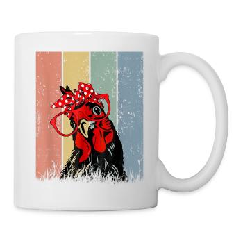 Cute girl chicken with bandana headband glasses - Mug - white - Right