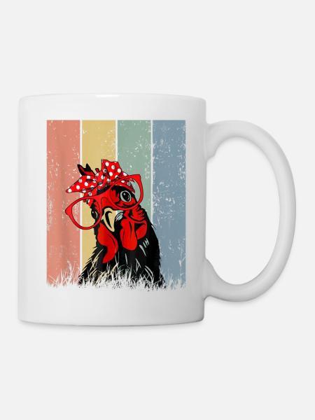 Süßes Mädchen Huhn mit Bandana Stirnband Brille - Tasse - Weiß