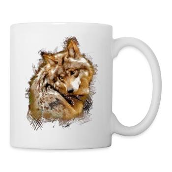 Loup gris mexicain espèce en voie de disparition - Mug blanc - blanc - Droite