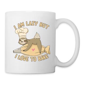 Faultier Bäcker lustiges Spruch Torten Süßigkeiten - Tasse - Weiß - Rechts