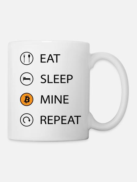 Eat sleep mine repeat cryptocurrency t-shirt - Mug - white