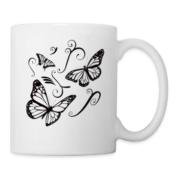 papillon Tatoo cadeau petite amie fleurs Ranke - Mug blanc - blanc - Droite
