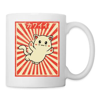 Japanese Kawaii Cat Otaku Anime Vintage - Mug - white - Right