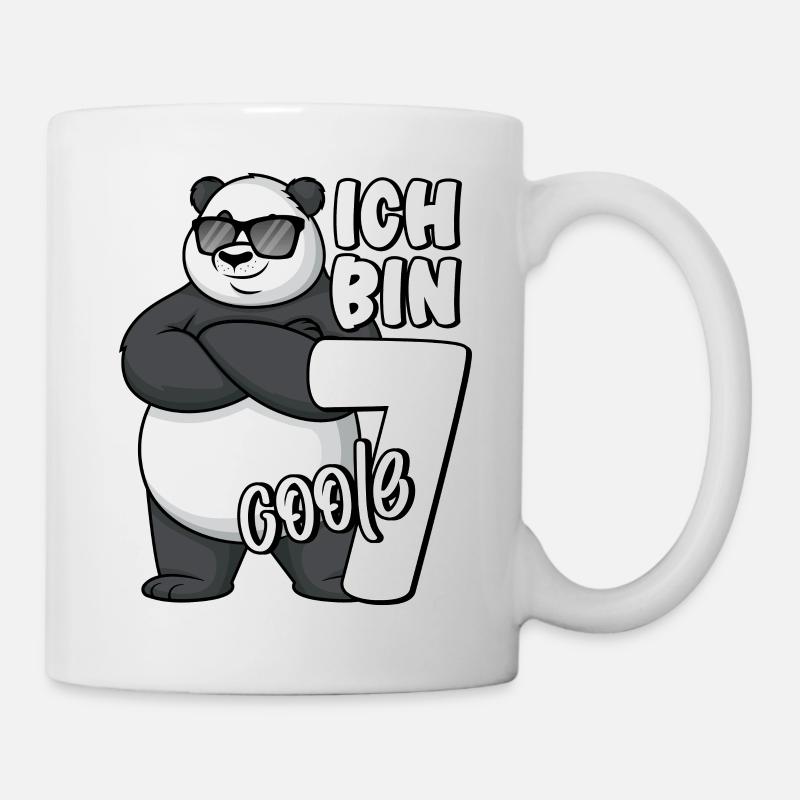 7. Geburtstag Junge 7 Jahre Panda Ich bin coole 7 - Tasse - Weiß