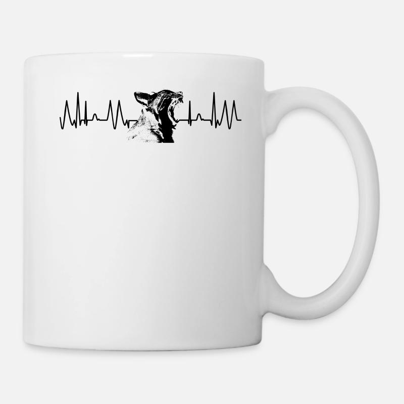 Luchs Herzfrequnz Puls Herschlag Luchs Motiv Herz - Tasse - Weiß