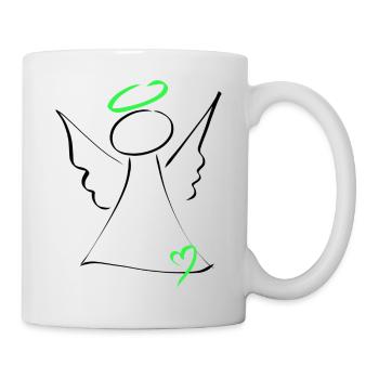 Ange coeur vert-vert - Mug blanc - blanc - Droite