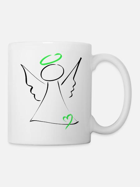 Angel heart-green - Mug - white