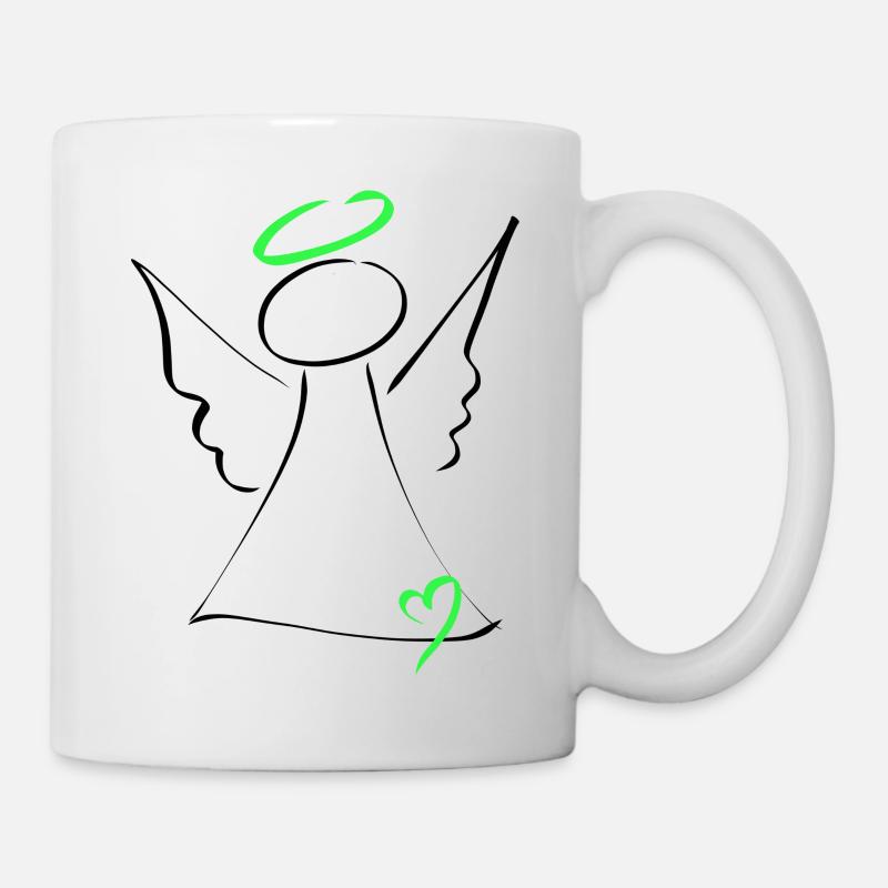 Engel herzgrün - Tasse - Weiß