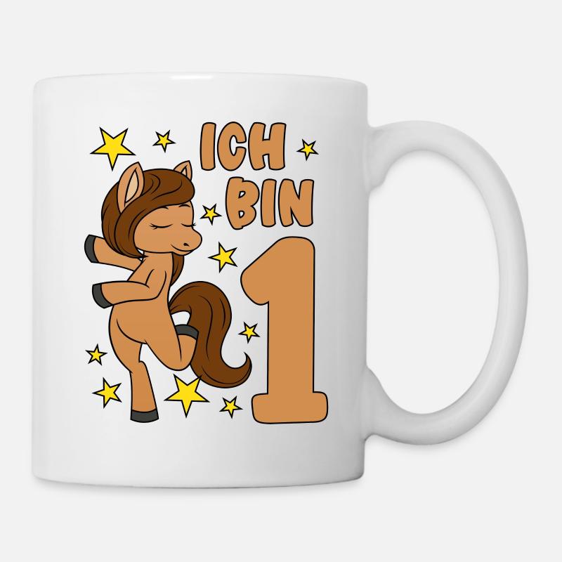 1. Geburtstag Mädchen süßes Pferd Ich bin 1 - Tasse - Weiß