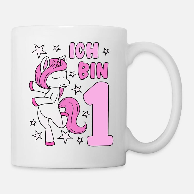 1. Geburtstag Mädchen süßes rosa Einhorn Ich bin 1 - Tasse - Weiß