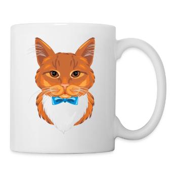 Porträt einer lustigen Ingwerkatze mit Fliege - Tasse - Weiß - Rechts