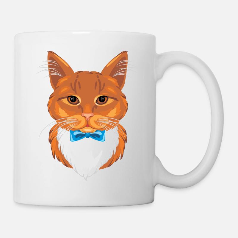 Portrait of a funny ginger cat with a bow tie - Mug - white