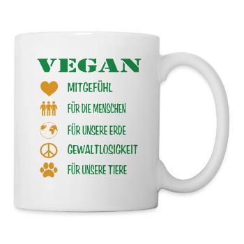 VEGAN Mitgefühl Veganer für Erde und Tiere - Tasse - Weiß - Rechts
