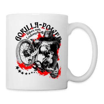 Gorilla-Power, Biker aus Leidenschaft - Tasse - Weiß - Rechts