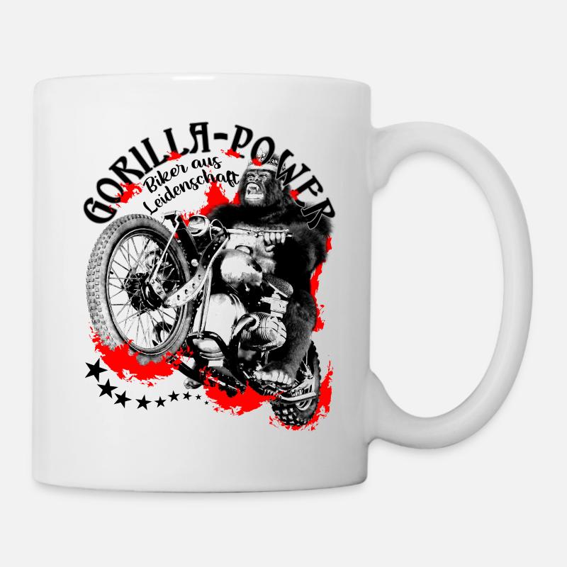 Gorilla-Power, Biker aus Leidenschaft - Tasse - Weiß