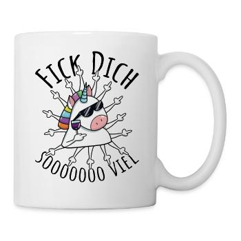Fick Dich Misanthrop Einhorn Sarkasmus Ironie - Tasse - Weiß - Rechts