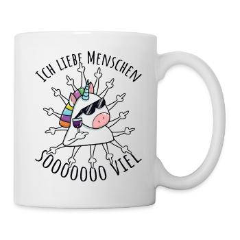 Ich liebe Menschen Misanthrop Einhorn Sarkasmus - Tasse - Weiß - Rechts