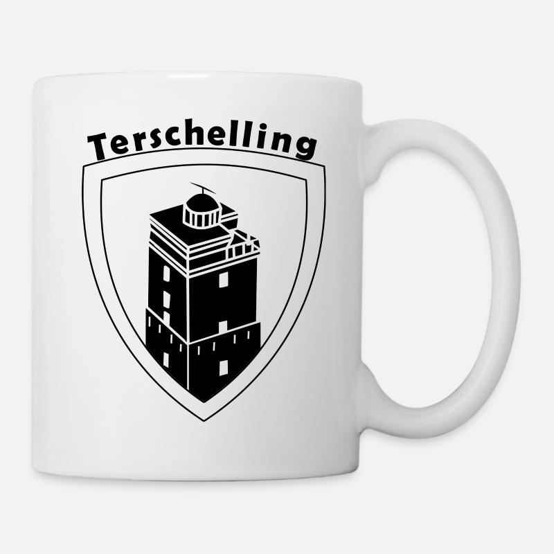 Schild Terschelling Brandaris Zwart - Tasse - Weiß