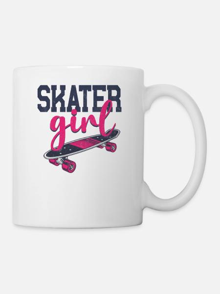 Skateboard Vintage Skater Girl - Mug - white