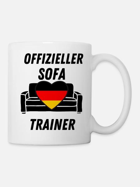 Sofa Trainer lustiges tshirt witzig spruch fußball - Tasse - Weiß