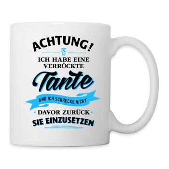 Achtung! verrückte Tante Verwandte Familie Kinder - Tasse - Weiß - Rechts