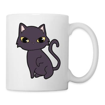 Schwarze Katze - Tasse - Weiß - Rechts