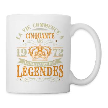 50 ans Anniversaire Humour Naissance 1972 Cadeau - Mug blanc - blanc - Droite