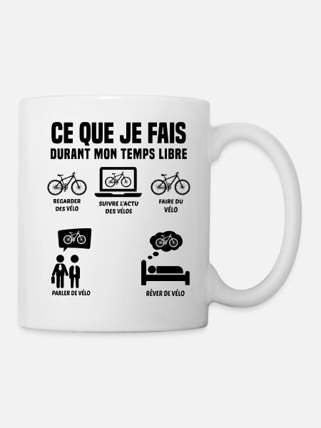 Ce Que Je Fais Pendant Mon Temps Libre Vélo - Mug blanc - blanc