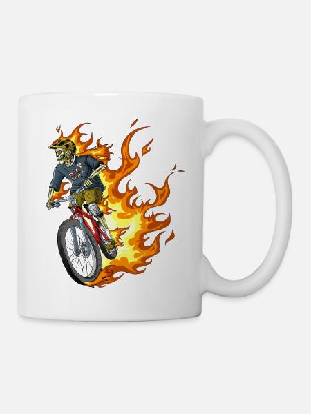 Brennender Biker / Biker Flammen - Tasse - Weiß