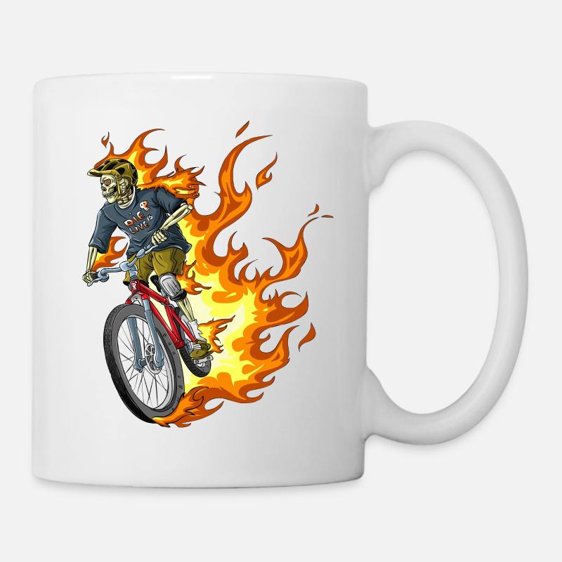 Brennender Biker / Biker Flammen - Tasse - Weiß