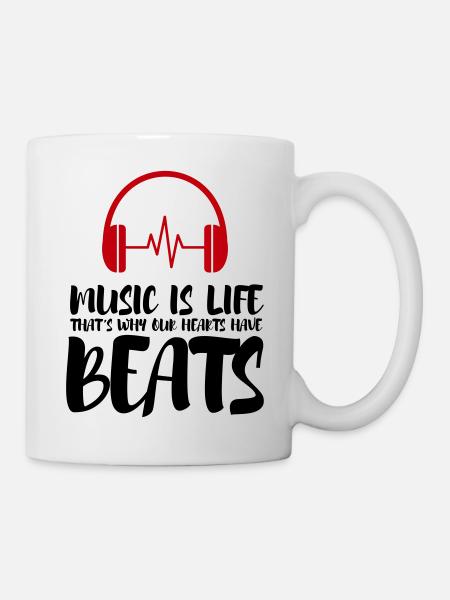 Musik ist Leben und deshalb schlägt das Leben - Tasse - Weiß