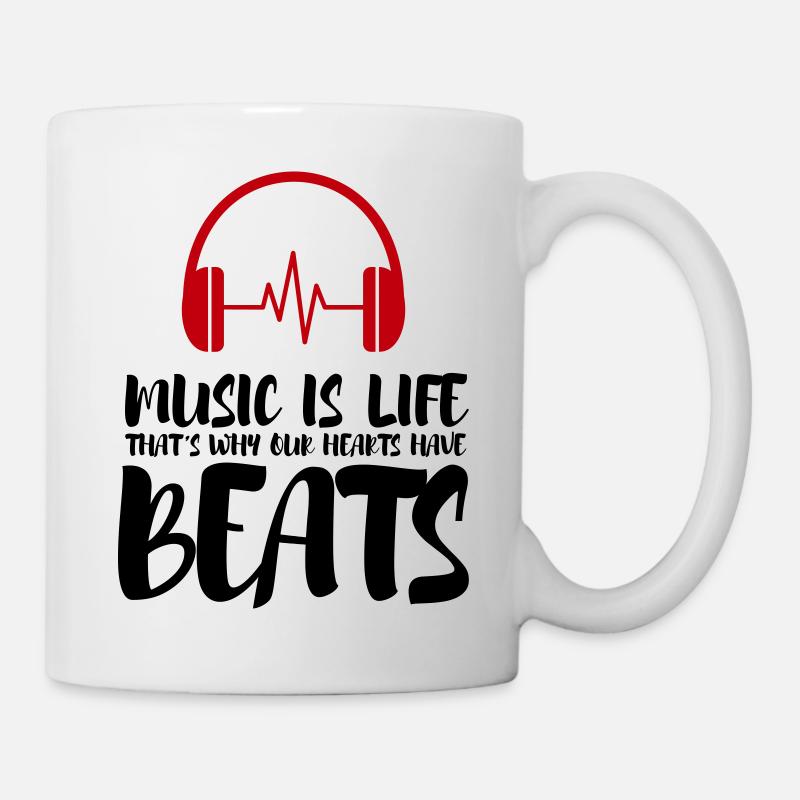 Musik ist Leben und deshalb schlägt das Leben - Tasse - Weiß