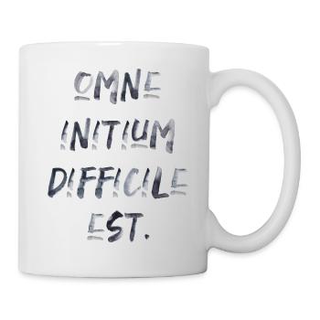 all beginning is difficult Latin quotation scripture - Mug - white - Right