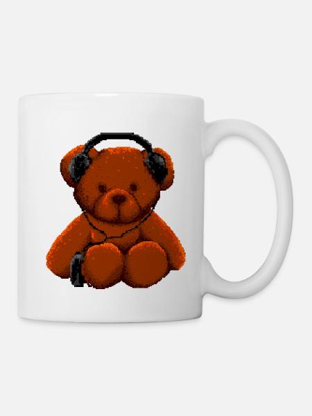bear listen to music 8 bit - Mug - white