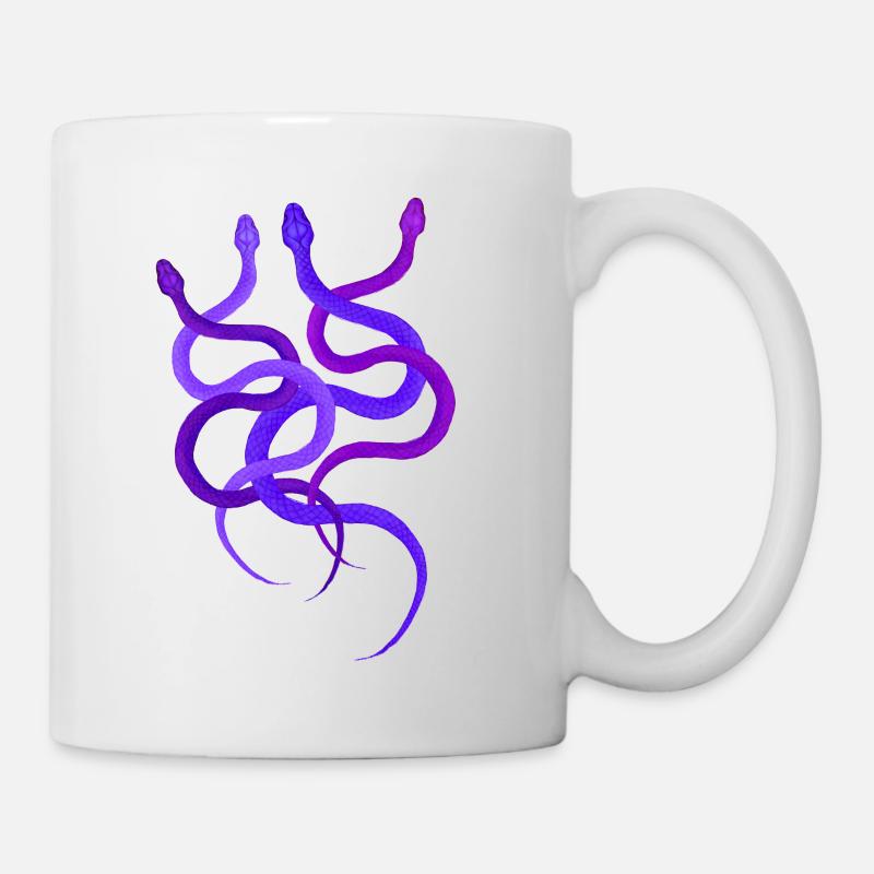 Einfaches Schlangendesign, 4 wilde Pythons - Tasse - Weiß